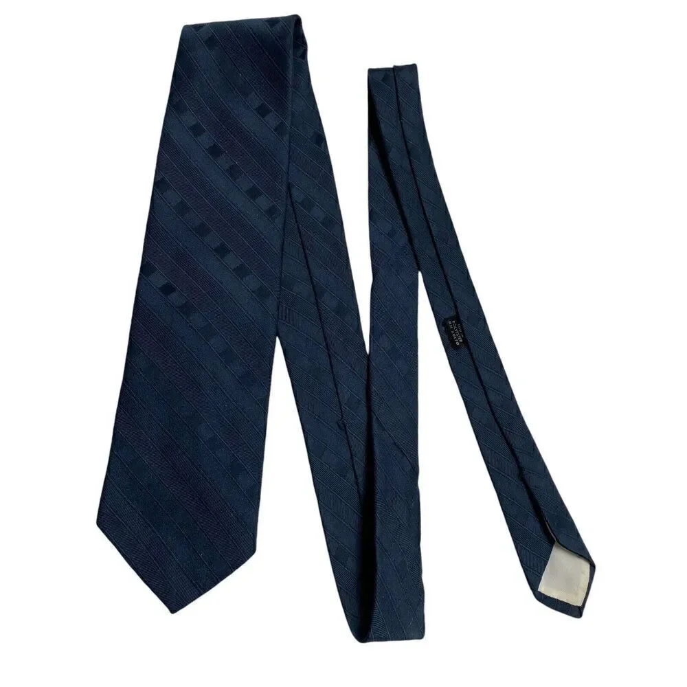 Velduci Men's Tie Necktie Tone on Tone Blue Stripe Polyester Classic Office